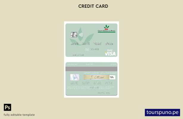 listo para imprimir plantilla de tarjeta de débito visa Marruecos Crédit Agricol